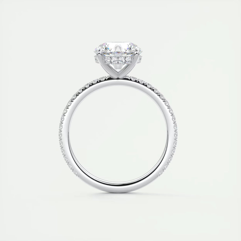 2.50 Ct Round Solitaire Ring with 3/4 French Set Pave & Hidden Halo Engagement Rings