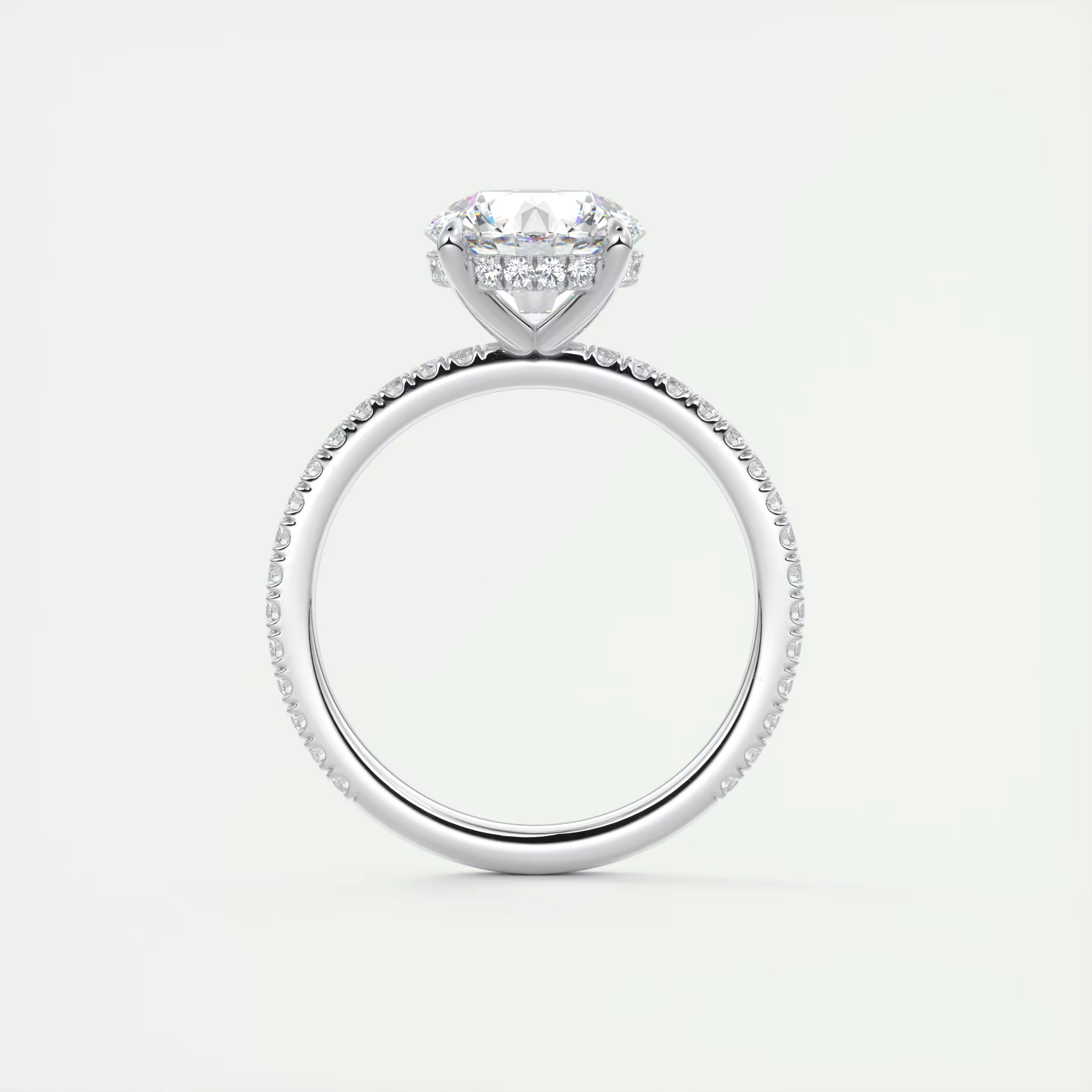 2.50 Ct Round Solitaire Ring with 3/4 French Set Pave & Hidden Halo Engagement Rings