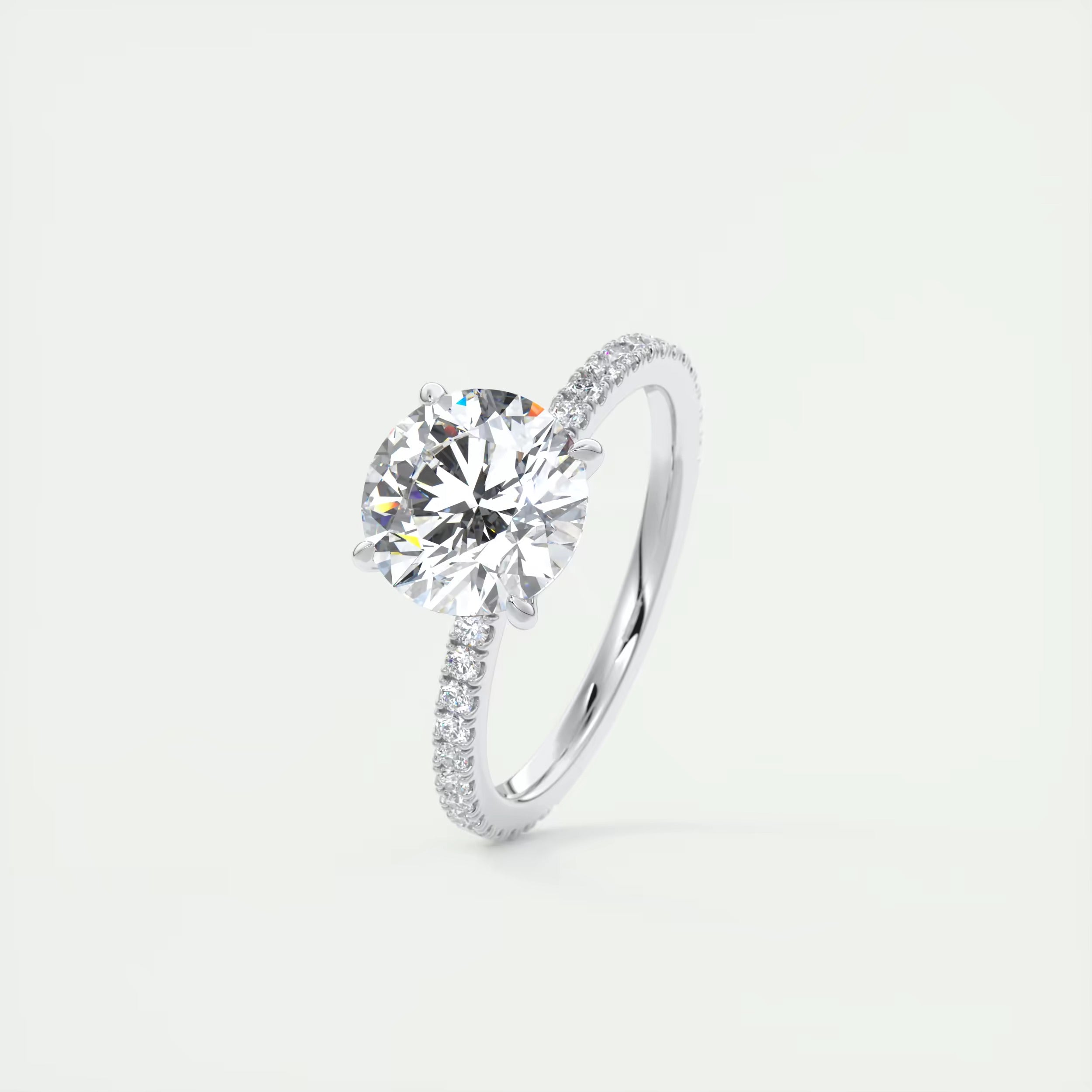 2.30 Ct Harper Classic Pavé Round Solitaire Pave Setting Rings
