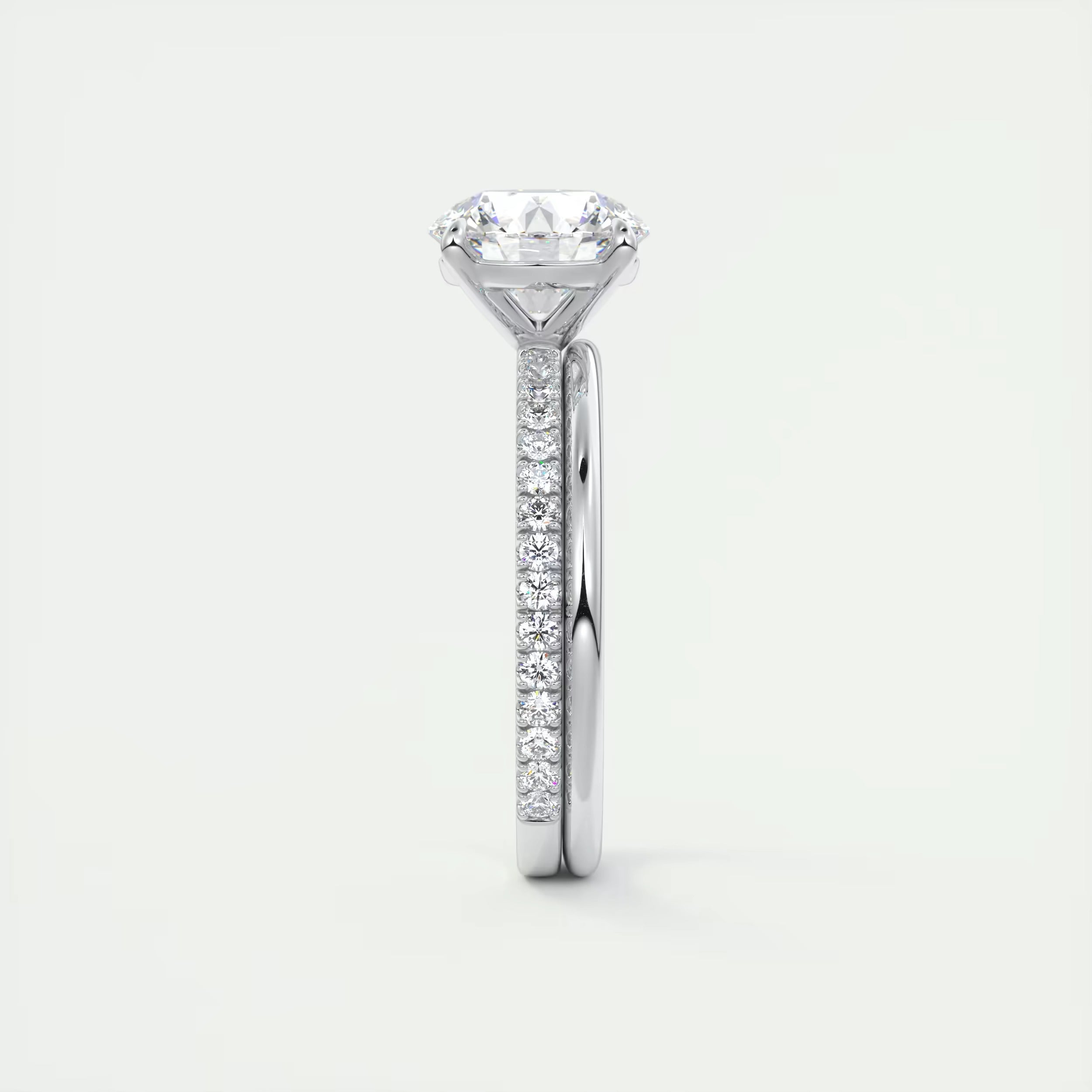 2.25 Ct Harper Classic Pavé Round Solitaire Pavé Setting Rings