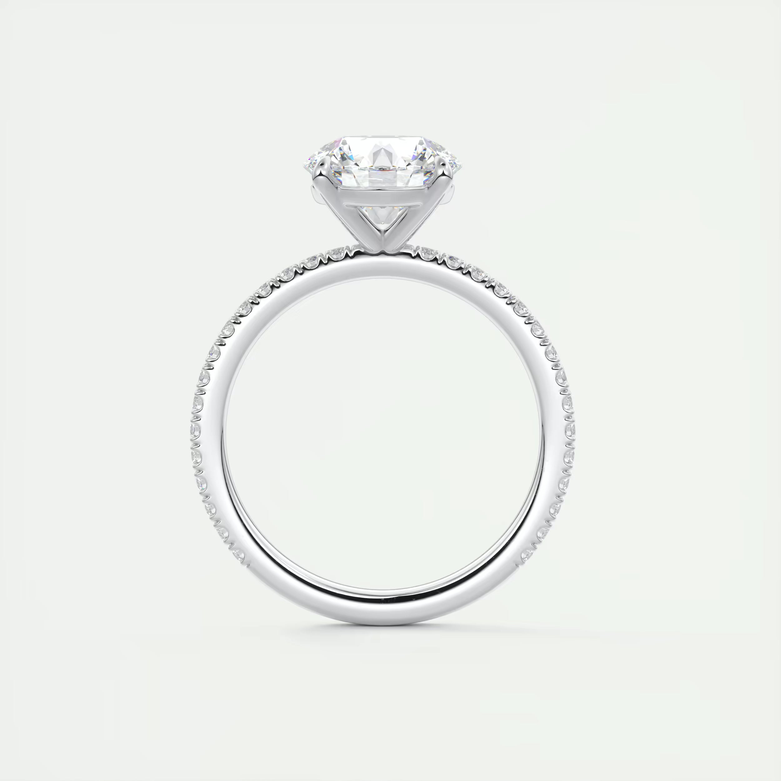 2.50 Ct Round Solitaire Ring with 3/4 French Set Pave Engagement Rings