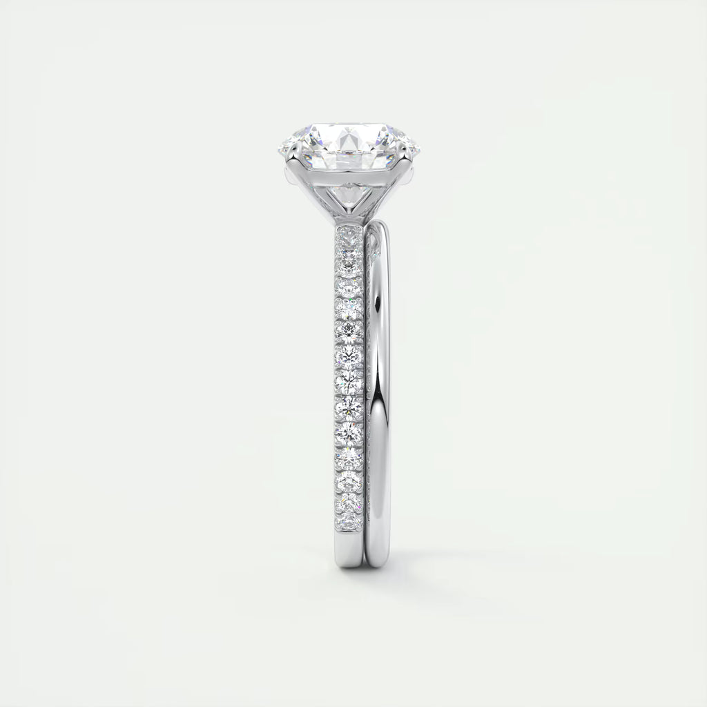 2.50 Ct Round Solitaire Ring with 3/4 French Set Pave Engagement Rings