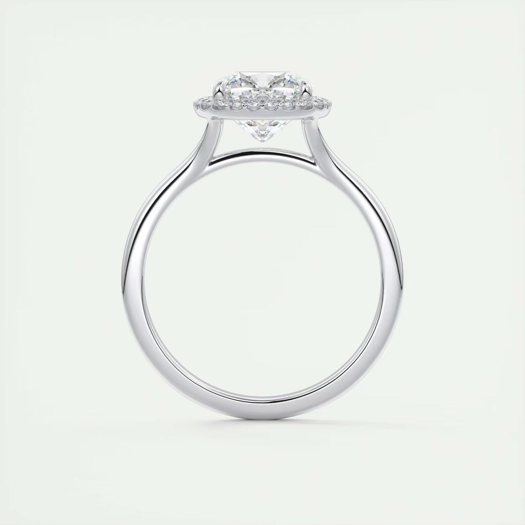 2.10 Ct The Breezy Halo Center Stone Cushion with French Set Halo Ring