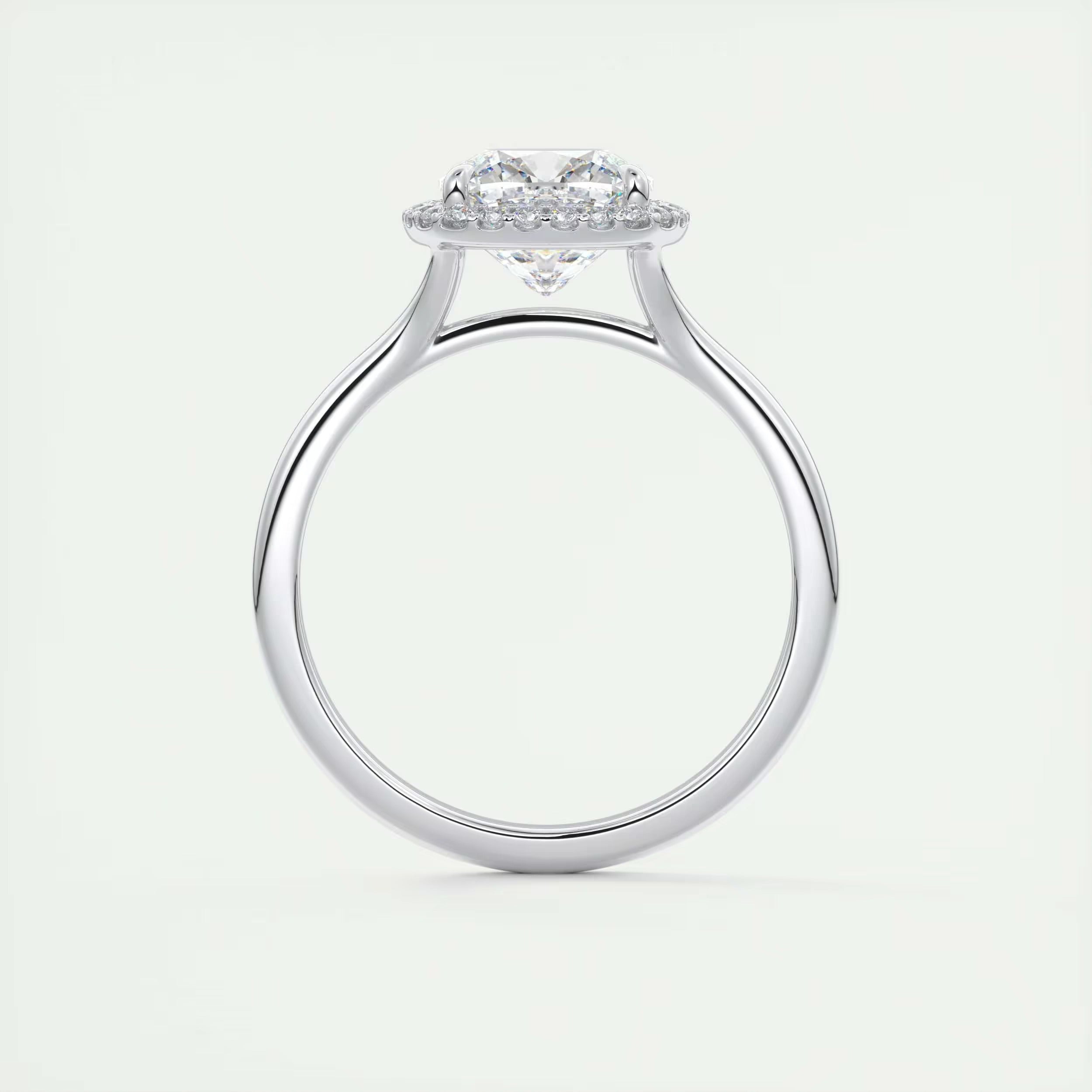 2.10 Ct The Breezy Halo Center Stone Cushion with French Set Halo Ring