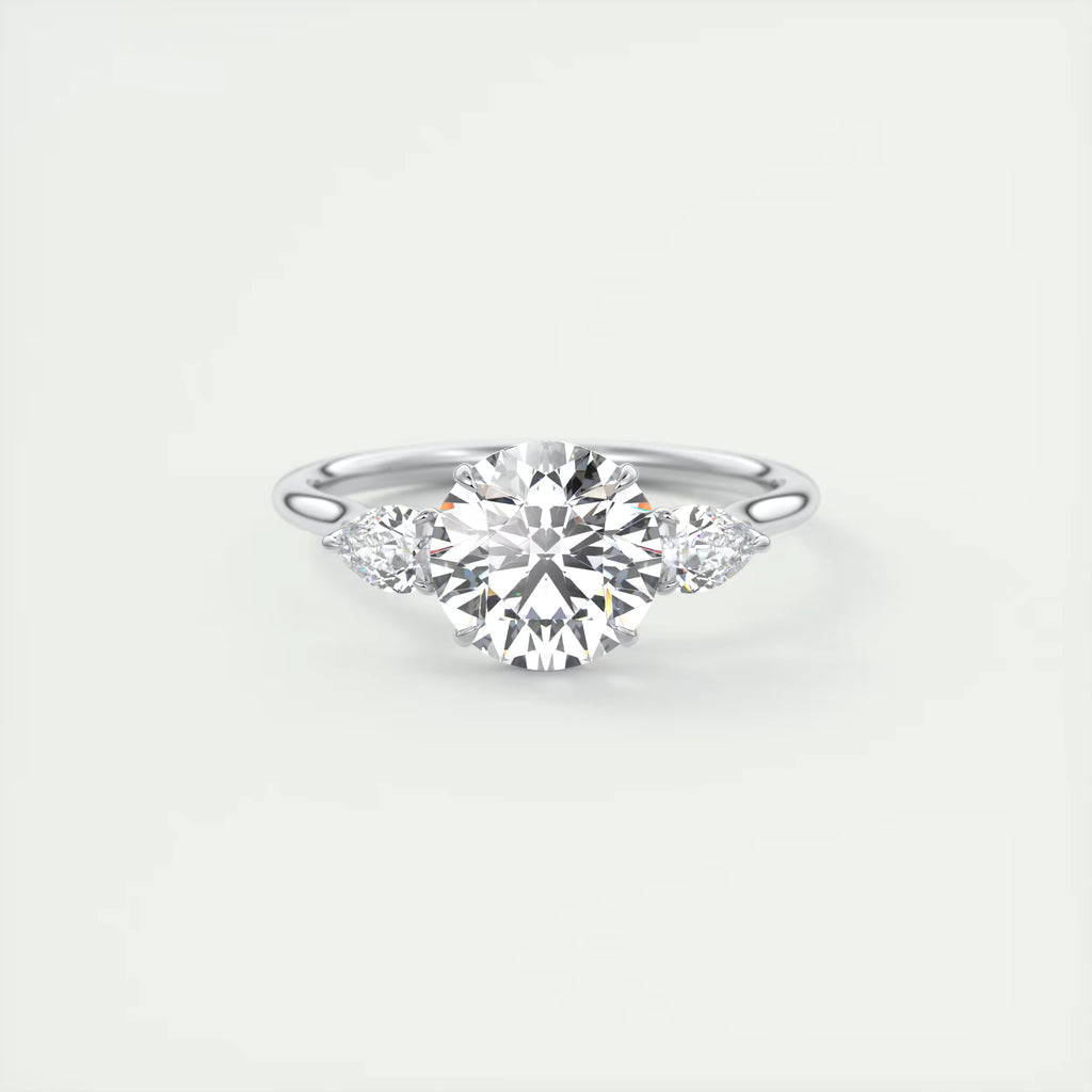 2.80 Ct Round Solitaire Ring Side Stone Three Stone Diamond Engagement Rings