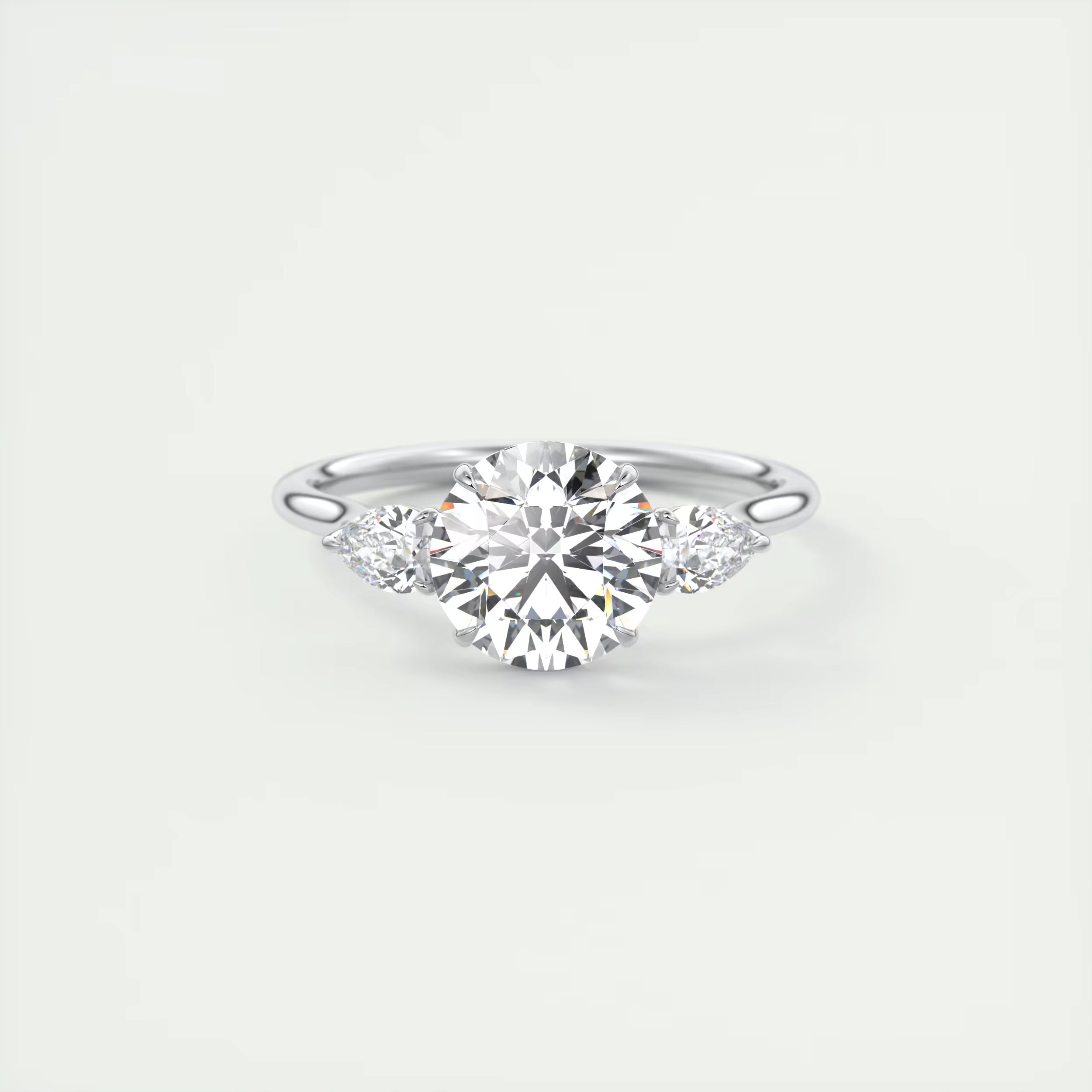 2.80 Ct Round Solitaire Ring Side Stone Three Stone Diamond Engagement Rings