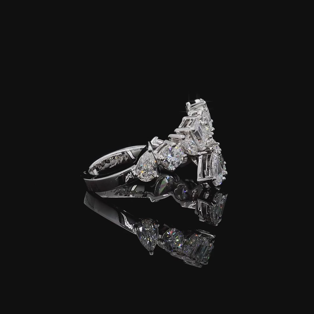 1.87 Ct Solid Gold Statement Ring, White Gold Engagement Ring