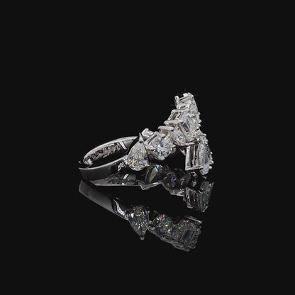 1.87 Ct Solid Gold Statement Ring, White Gold Engagement Ring