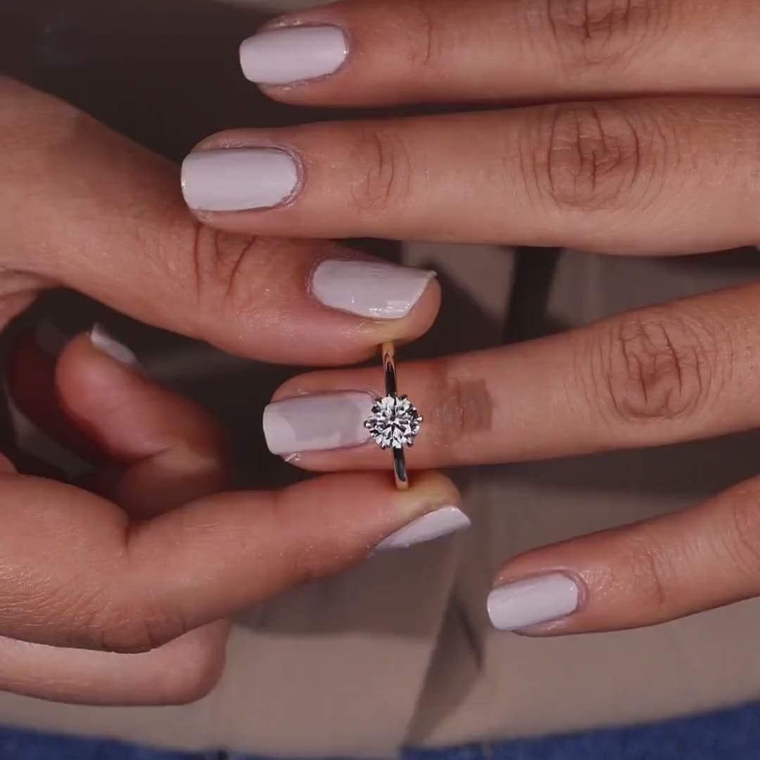 2.00 Ct Dainty Lab Grown Diamond Solitaire Ring: Yellow Gold Promise Ring