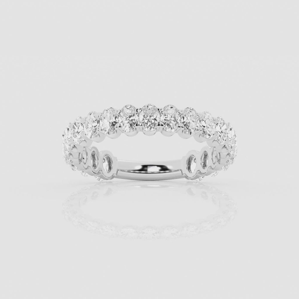 1.50 Ct Oval Diamond Half Cut Eternity Ring Wedding Ring
