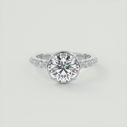 8-9 GM Round Pure Embrace Solitaire Proposal Engagement Ring