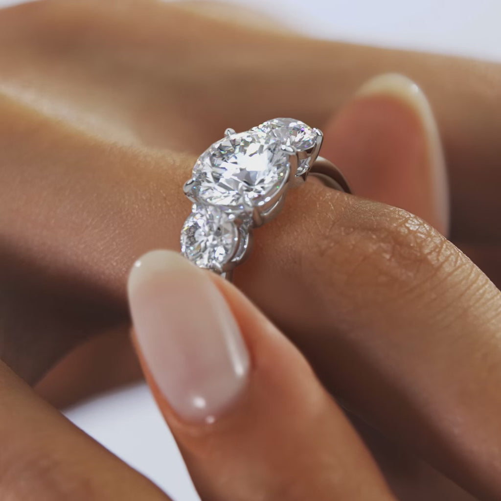 2.75 Ct  Round Solitaire Ring Luxe Selene Three Stone Diamond Engagement Rings