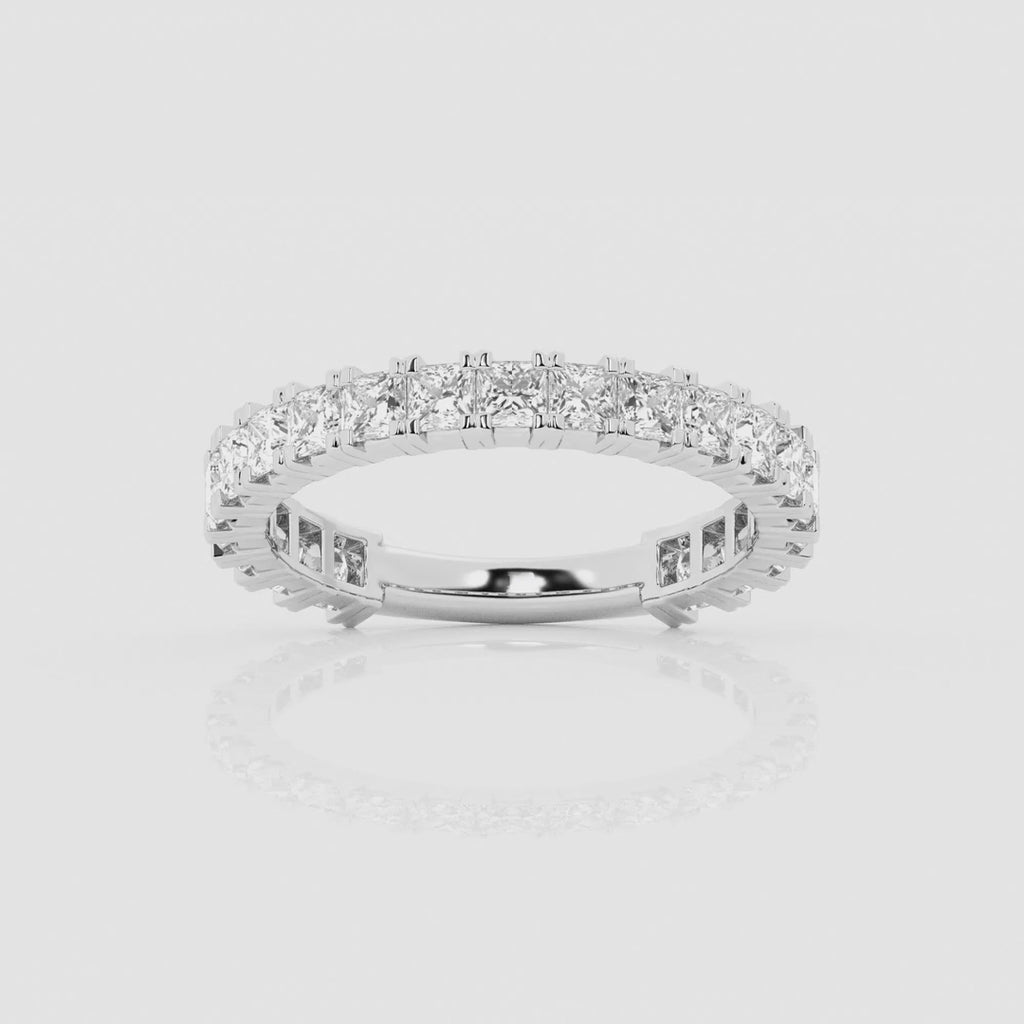 1.50 Ct Princess Half Set Shared Prong Eternity Ring Wedding Ring