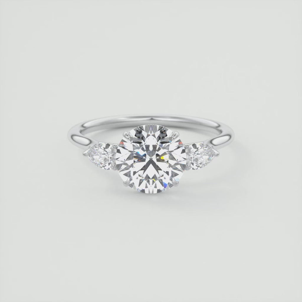 2.80 Ct Round Solitaire Ring Side Stone Three Stone Diamond Engagement Rings