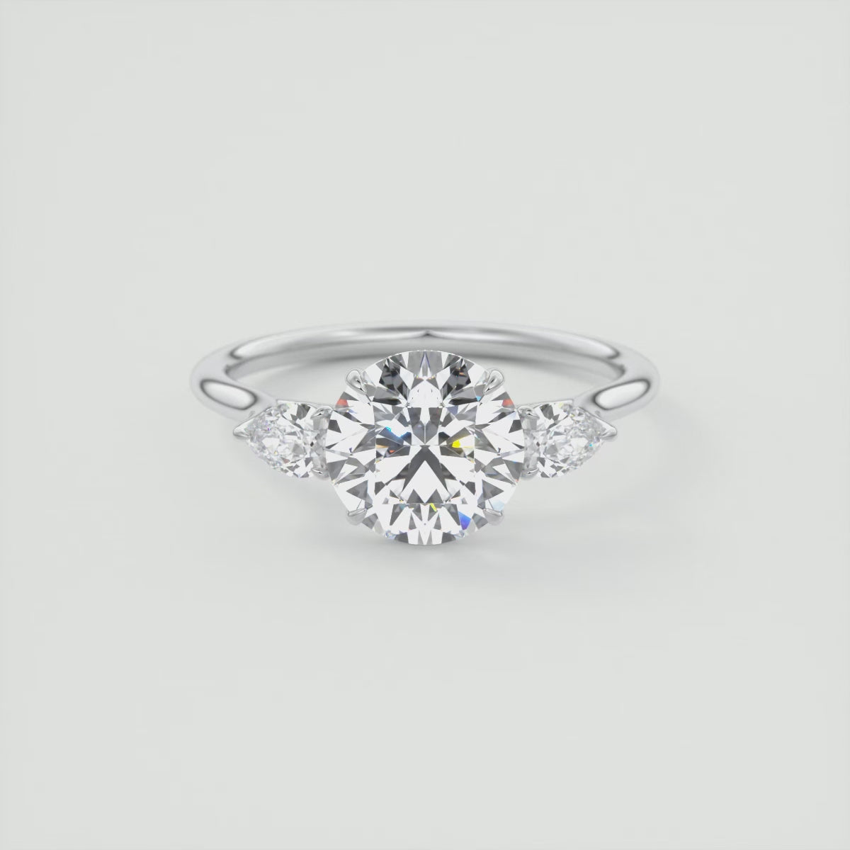 2.80 Ct Round Solitaire Ring Side Stone Three Stone Diamond Engagement Rings