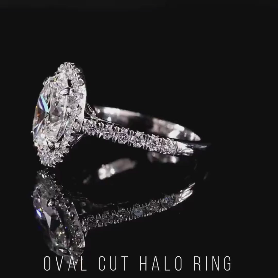 2.50 Ct Center Stone Oval & Side Stone Round Cut Engagement Ring