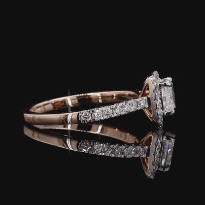 1.70 Ct Princess Cut Halo Diamond Engagement Ring In Rose Gold