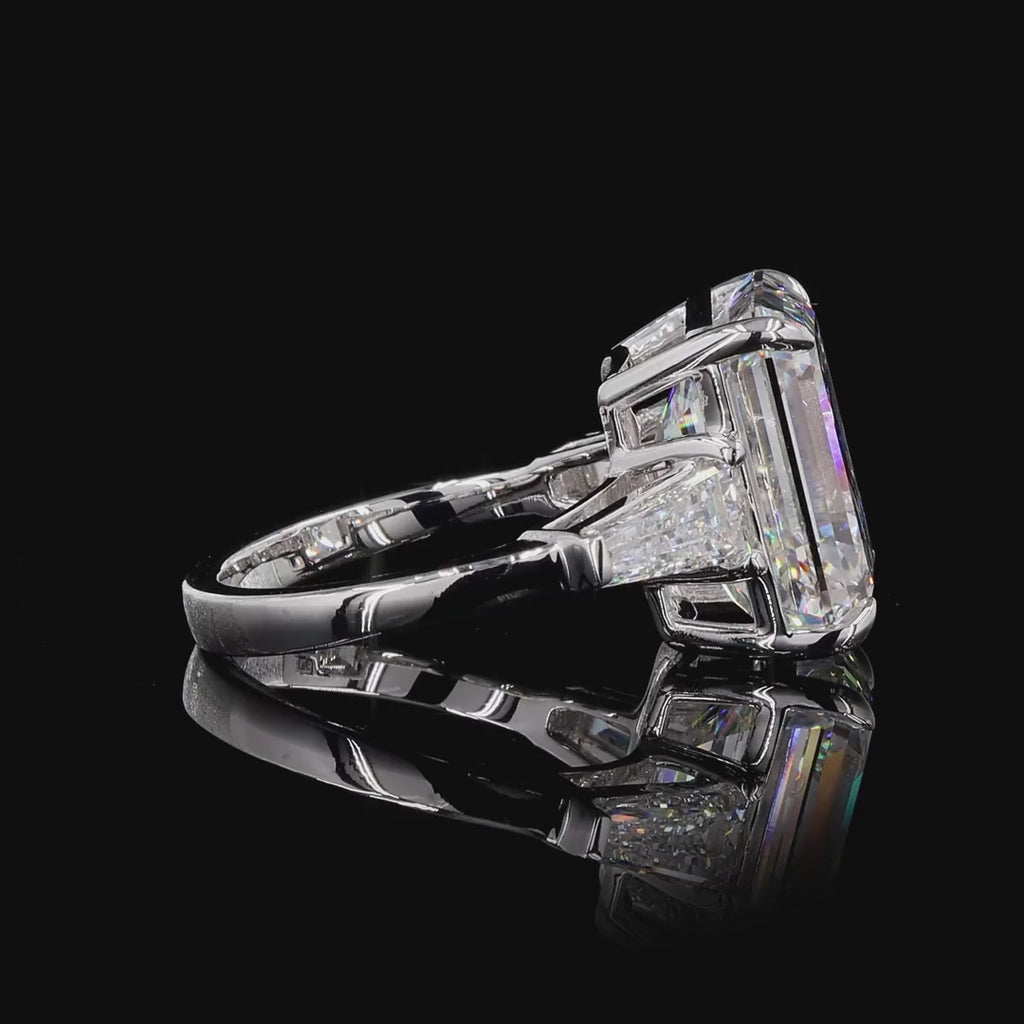 14.05 Ct Emerald cut ring large, Emerald cut Engagement Ring