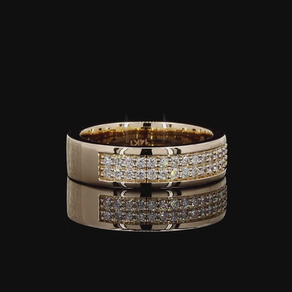 0.91 Ct Yellow Gold 62 Round Diamond  Wedding Band Ring