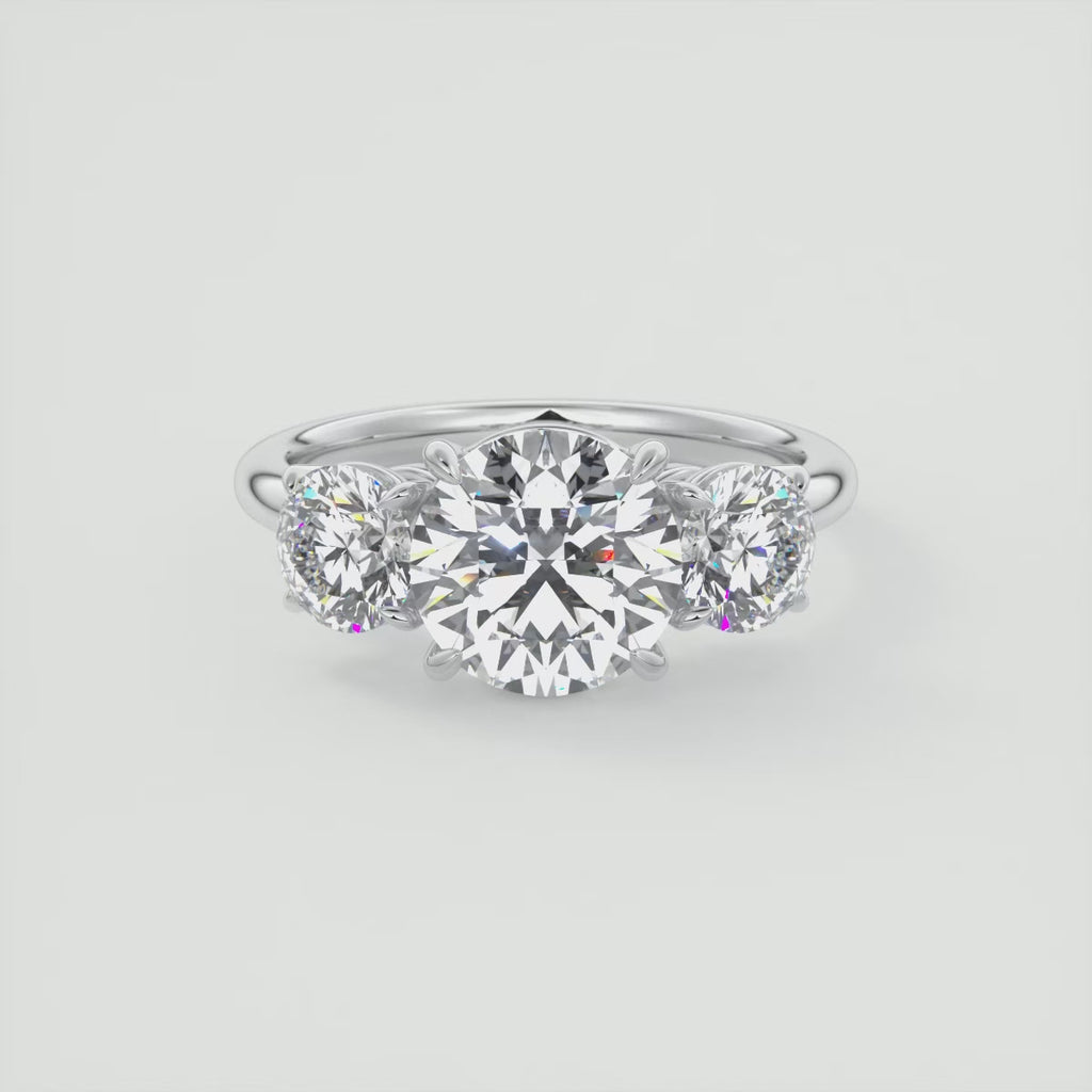2.75 Ct  Round Solitaire Ring Luxe Selene Three Stone Diamond Engagement Rings