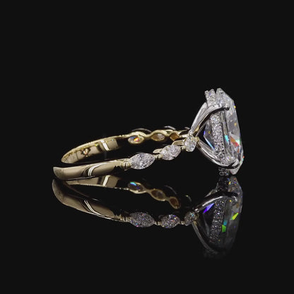 4.05 Ct Oval Cut Lab Grown Diamond Engagement Ring Set 