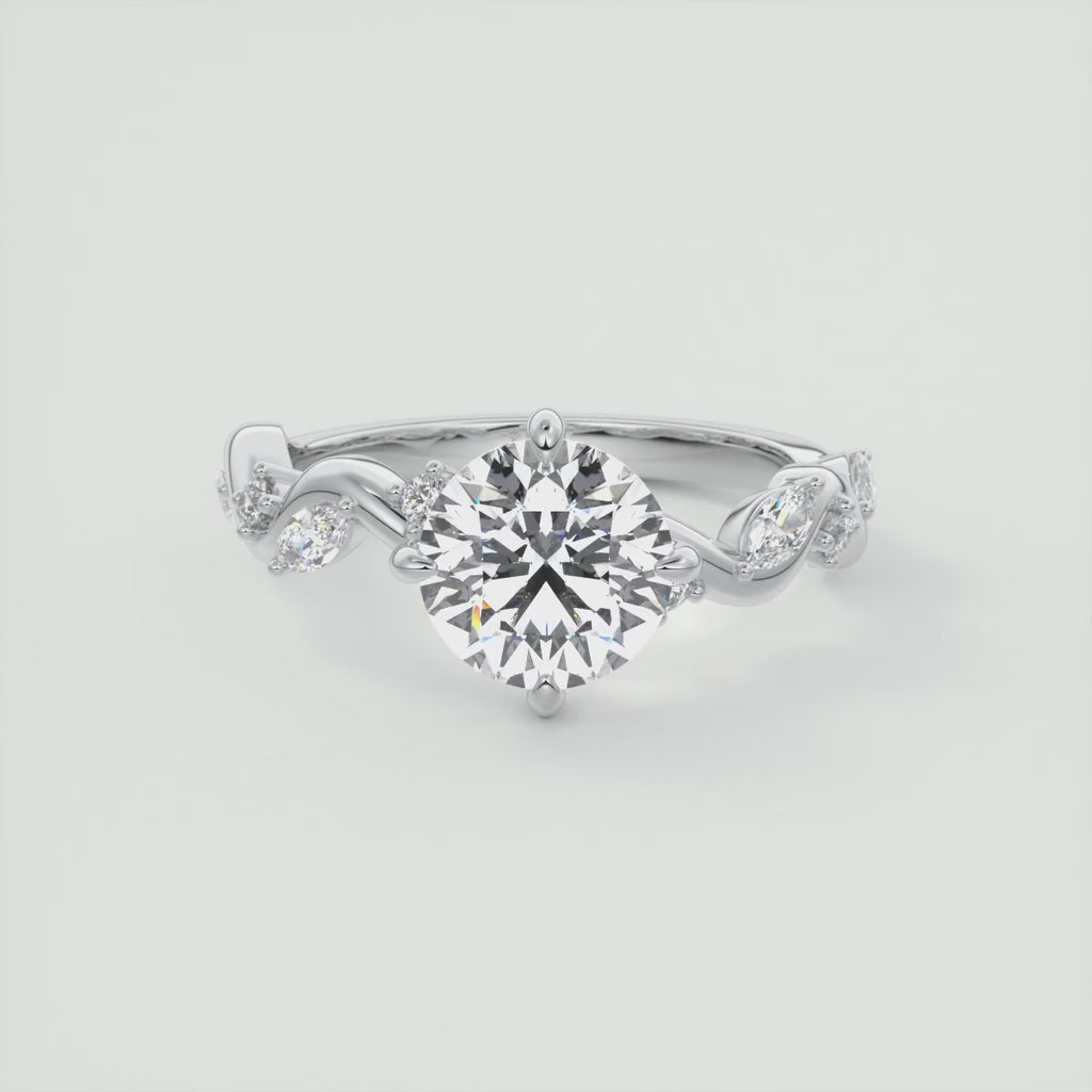 2.00 Ct Round Solitaire Forever One Floral Engagement Ring
