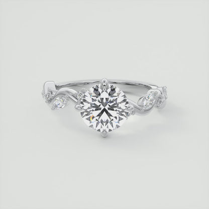 8-9 GM Round Solitaire Forever One Floral Engagement Ring