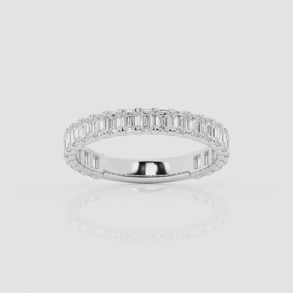 1.50 Ct Emerald Cut Semi Eternity Ring Wedding Ring