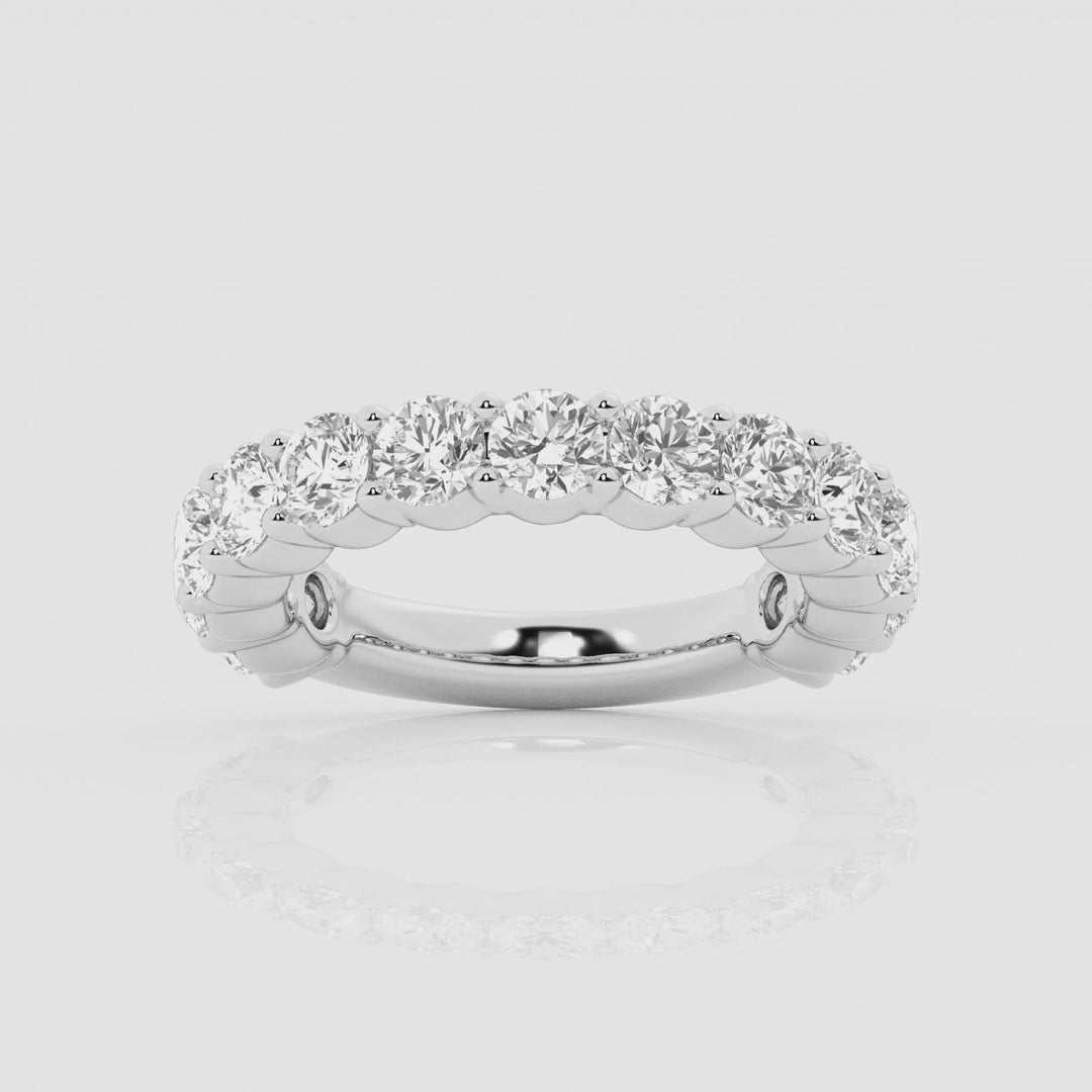 3.00 Ct Round Prong Set Half Diamond Eternity Wedding Ring