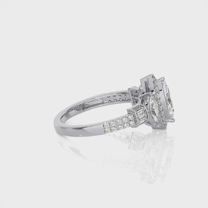 1.36 Ct Engagement Ring - Halo & Wedding Rings