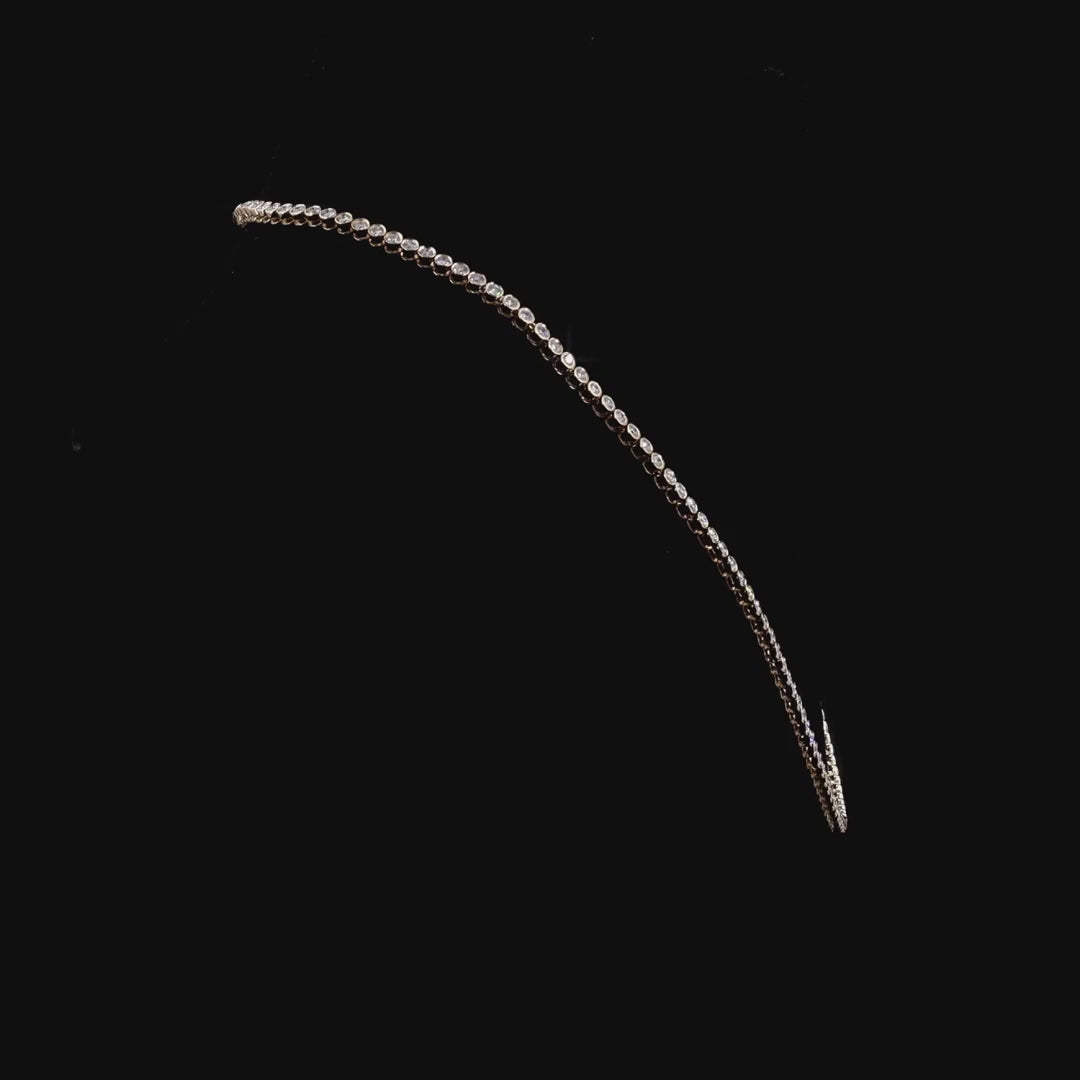 5.39 CT Round Diamond Tennis Necklace | 14K White Gold Bezel Setting | Dainty Luxury Diamond Jewelry Gift