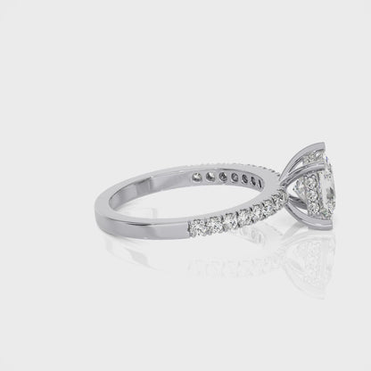 1.21 Ct Knife-Edge Halo Engagement Ring & Wedding Ring