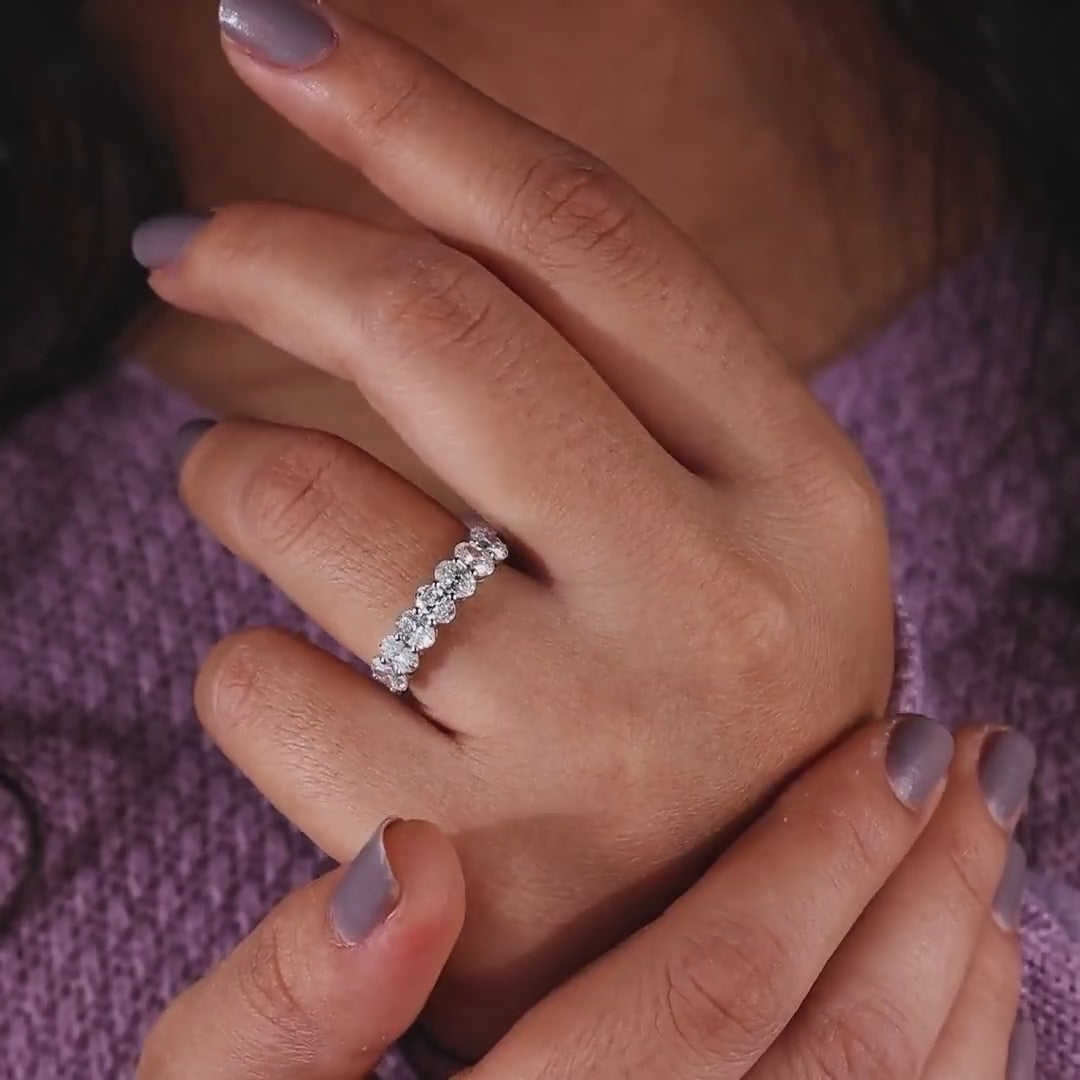 1.40 Ct Oval Cut Lab Grown Diamond Wedding Band With Seven Stone Oval Band