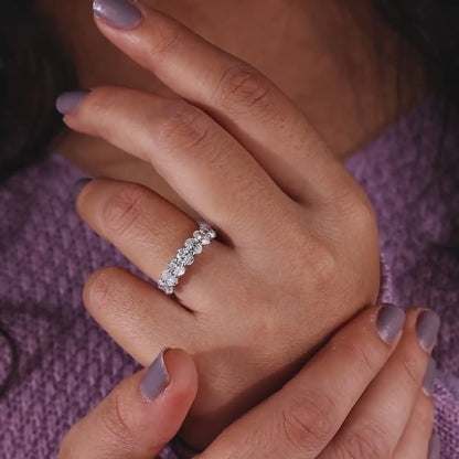 1.40 Ct Oval Cut Lab Grown Diamond Wedding Band With Seven Stone Oval Band