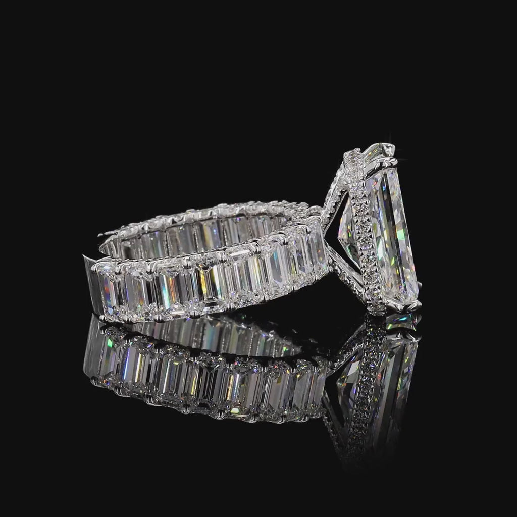 13.46 Ct Radiant Simulated Diamond Ring Ice Eternity Band Bridal Set White Gold Plated