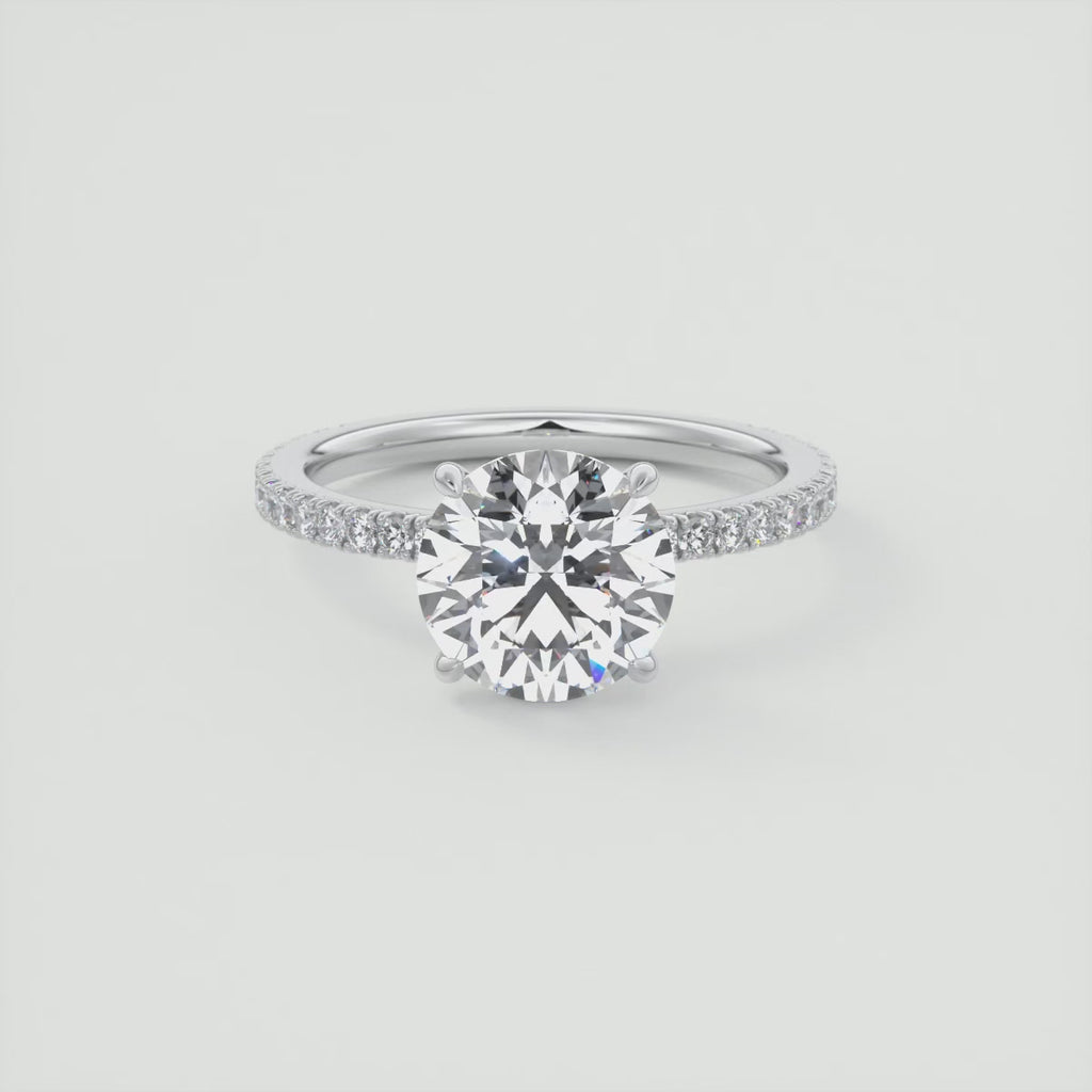 2.50 Ct Round Solitaire Ring with 3/4 French Set Pave Engagement Rings
