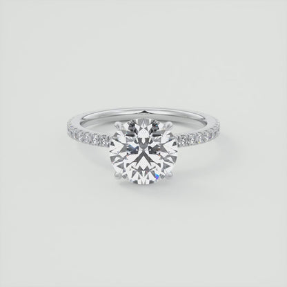 4-5 GM Round Solitaire Ring with 3/4 French Set Pave Engagement Rings