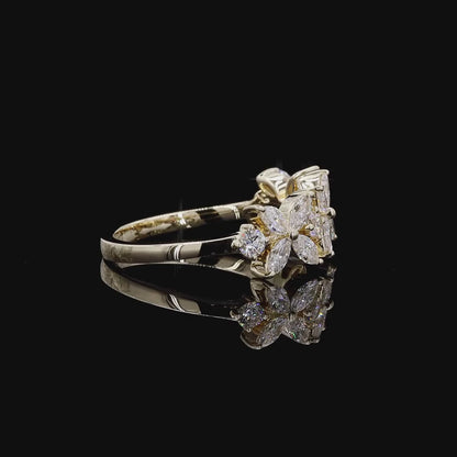 1.84 Ct  Marquise and Round Diamond Flower Half Eternity Wedding Band Ring