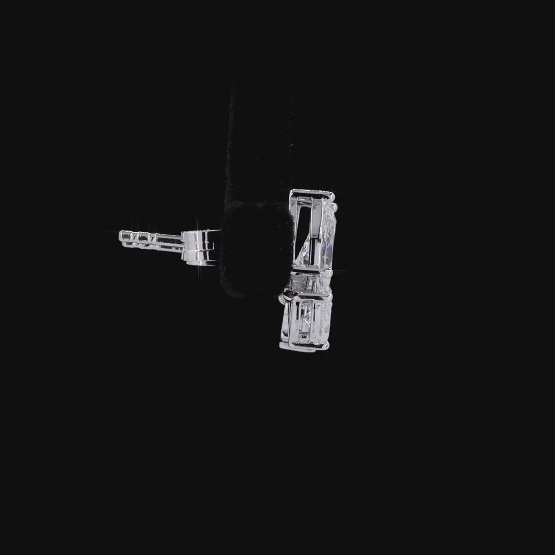 1.82 ct Pear Cut Diamond Fancy Stud Earrings in 14K White Gold