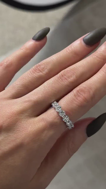 6.58 Ct Oval & Emerald Cut Lab Grown Diamond Eternity Band Ring