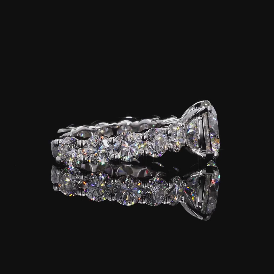 5.45 Ct Round Cut Lab Grown Diamond Ring  Pave Engagement Ring