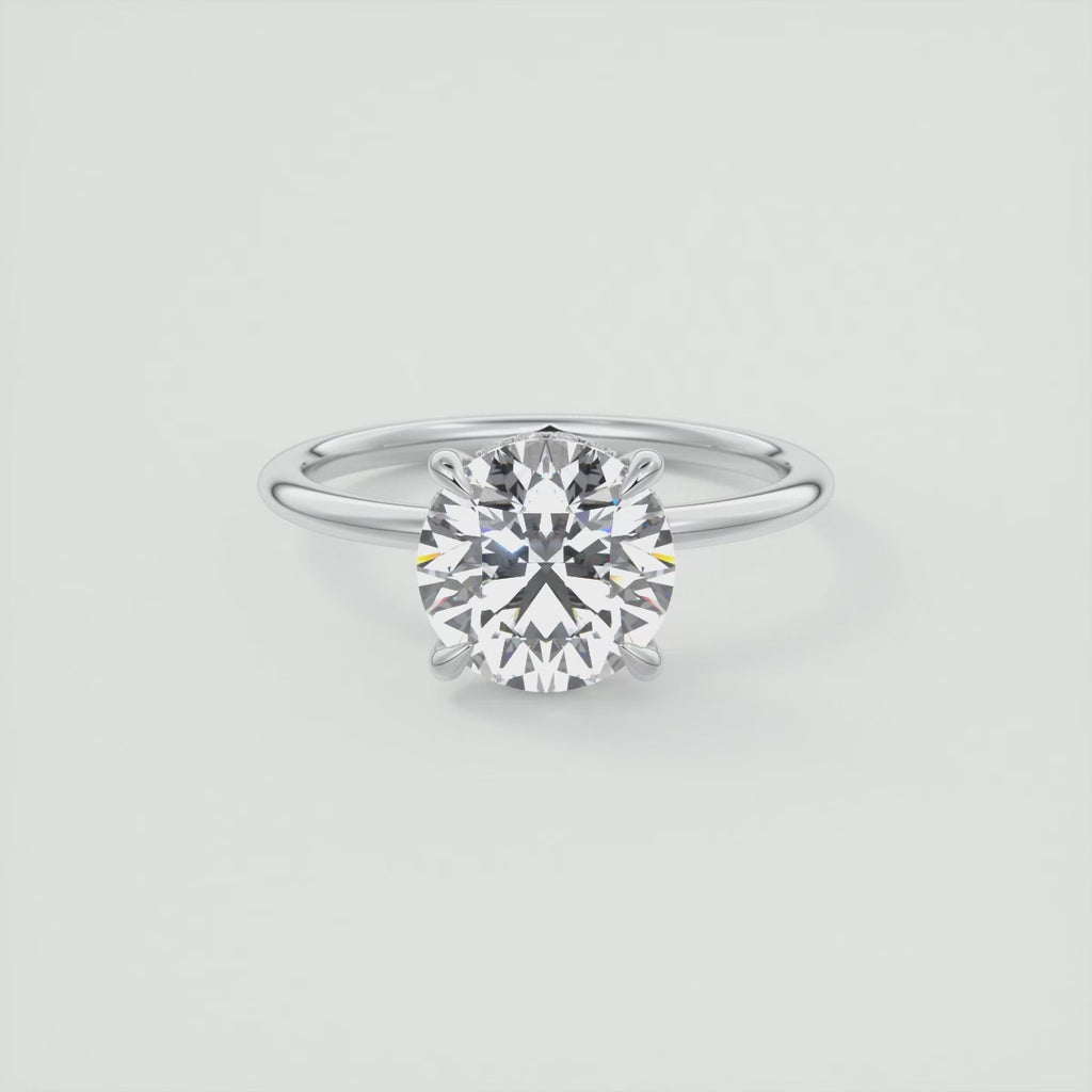 2.50 Ct Round Solitaire Ring with French set Hidden Halo Engagement Rings