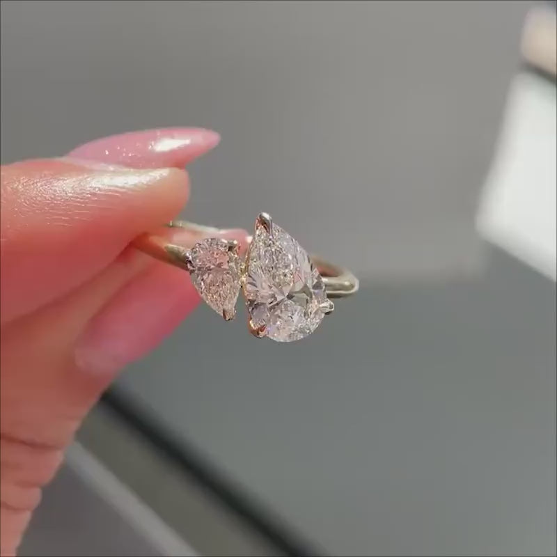 1.80 Ct Pear Cut Lab Grown Diamond Wedding Ring In 14K Gold