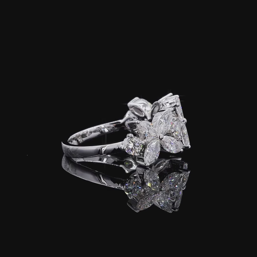  1.01 Ct Flower Shaped Round & Marquise Cut Half Eternity Wedding Band