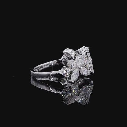  1.01 Ct Flower Shaped Round & Marquise Cut Half Eternity Wedding Band