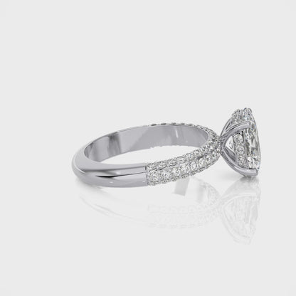 2.35 Ct Engagement Ring with Halo/Pave & Wedding Rings