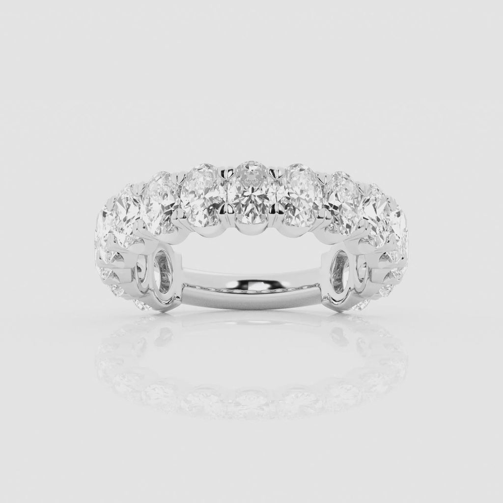 3.00 Ct Oval Half Set Shared Prong Eternity Ring Wedding Ring