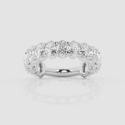 3.00 Ct Oval Half Set Shared Prong Eternity Ring Engagement Ring