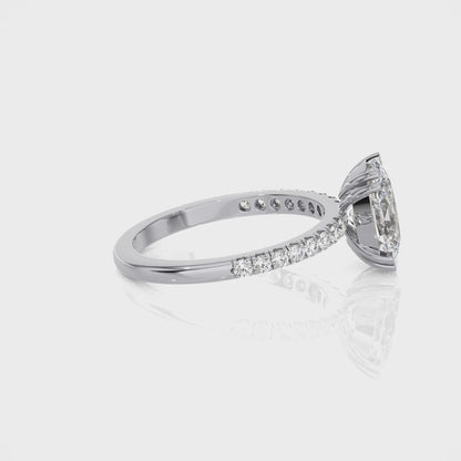 1.85 Ct Oval Diamond Center And Pave Diamonds Engagement Ring & Wedding Ring