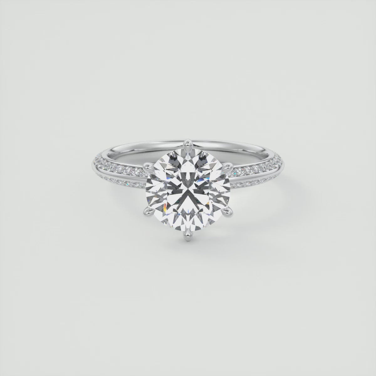 2.00 Ct Round Solitaire Loren Pave Engagement Ring